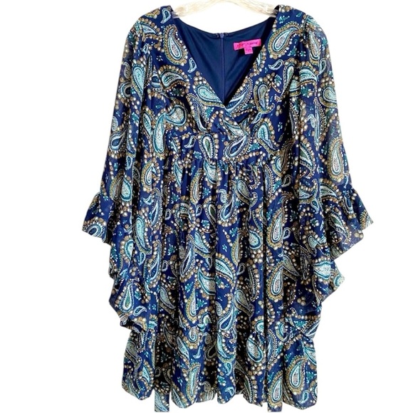 Betsey Johnson Paisley Bell Sleeve Mini Dress 2 - Picture 10 of 10